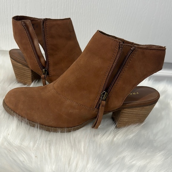 Franco Sarto size 7 1/2 open heel zip up chunky heel booties. - Picture 1 of 6